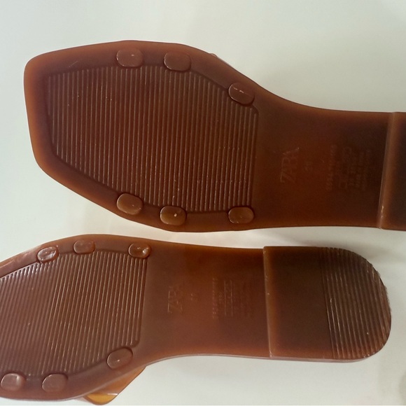 Zara Brown Sandals Minimalist Slip-On Design 39 - Picture 7 of 9